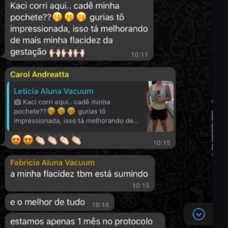 Depoimento de alunas no Whatsapp — flacidez sumindo